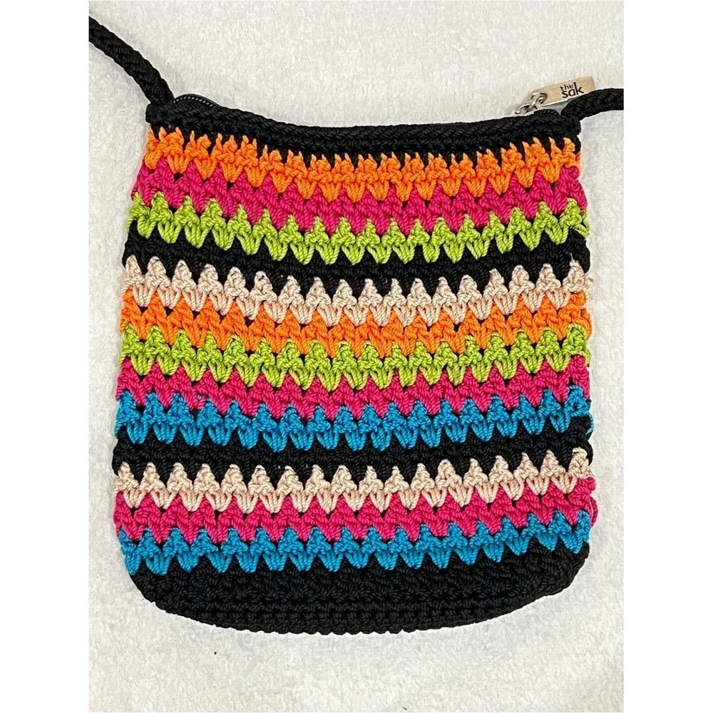 The Sak Multi Colored Striped Boho Crossbody Bag